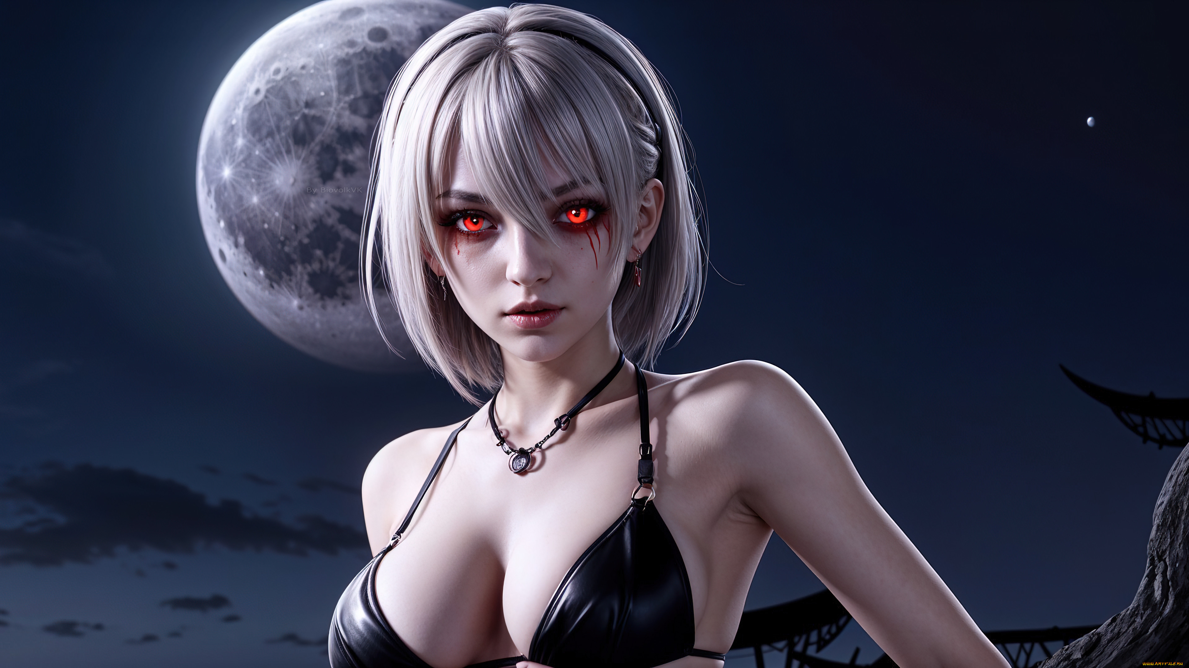 vampire girl art 04 by biovolkvk, 3 ,  , fantasy, vampire, girl, horror, hd, dark, art, undead, biovolkvk